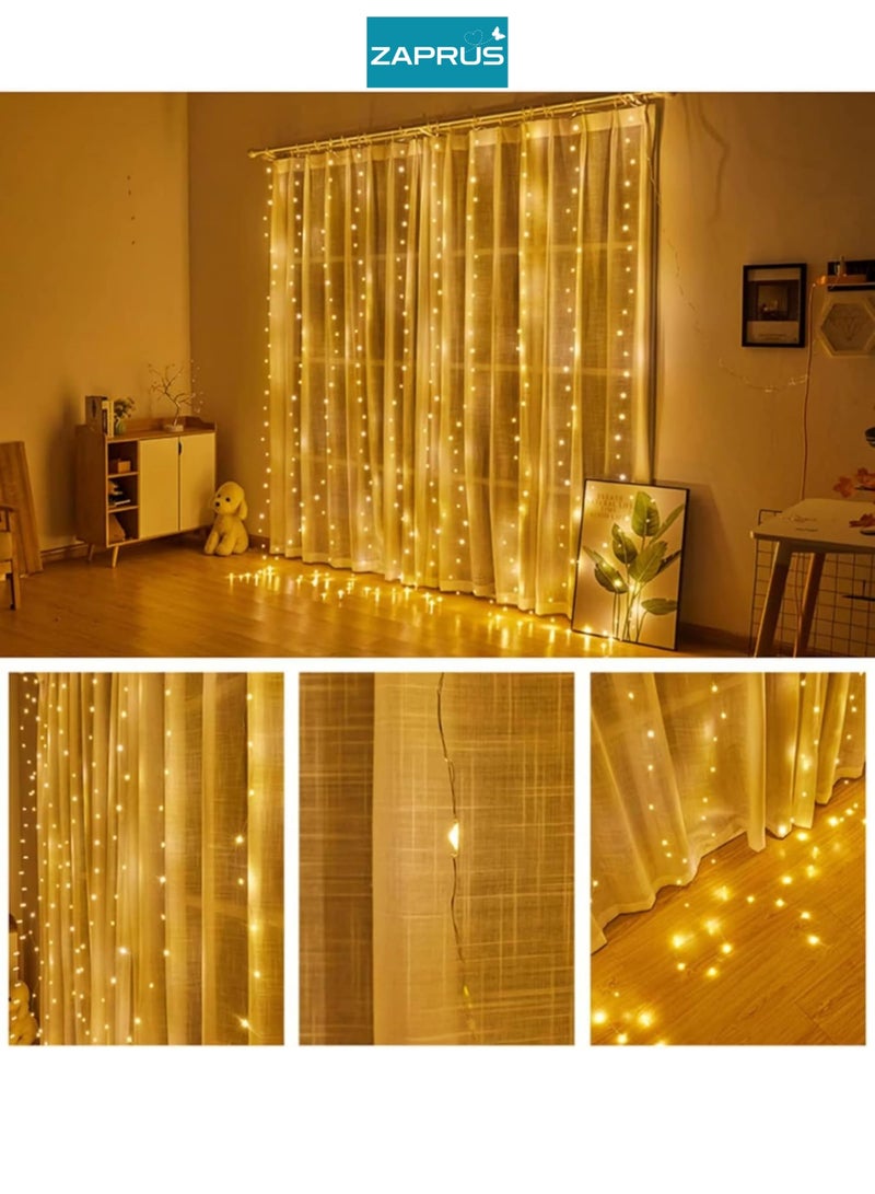 Zaprus 300 LED Fairy Curtain Lights USB Plug In, 8 Modes Fairy String Lights with Remote Controller, 3x3M Curtain Lights for Bedroom Indoor Outdoor Wedding Party Decoration - Image 4